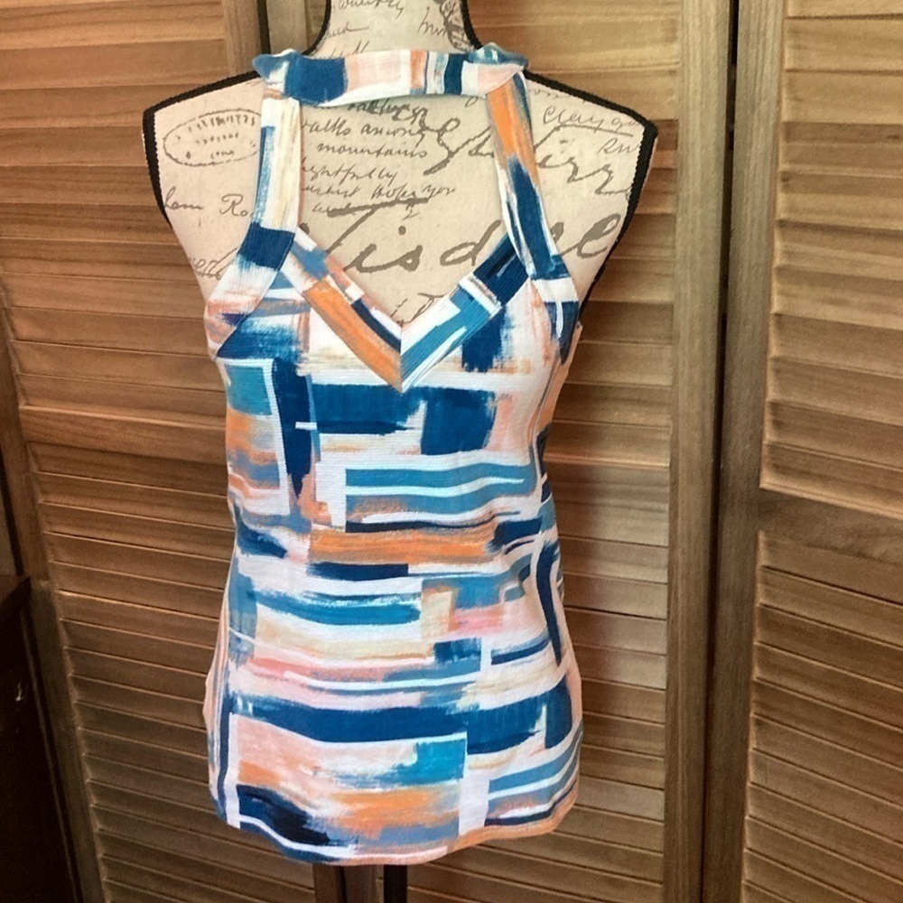 Anthropologie Deletta size small halter vneck abstract top GUC